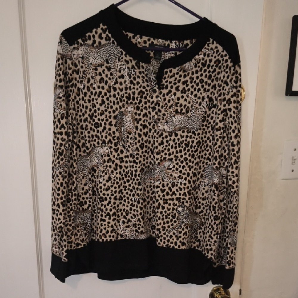 Simply Vera Vera Wang | Black and Tan Animal Print Pajama Set